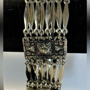 Vintage Taxco Silver Statement Bracelet Articulated Panel Mexican‎ Artisan